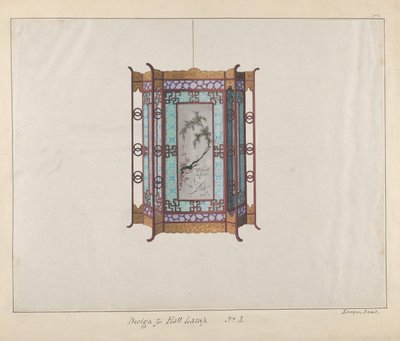 Design til en halllampe, ca. 1800-1810. af Lamqua
