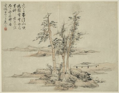 Landskab i stil med antikke mestre: efter Ni Zan (1301-1374), Cao Zhibo (1272-1355) af Lan Ying