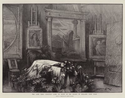 Den afdøde Lord Leighton ligger i staten i sit studie i Holland Park Road af Lance Calkin
