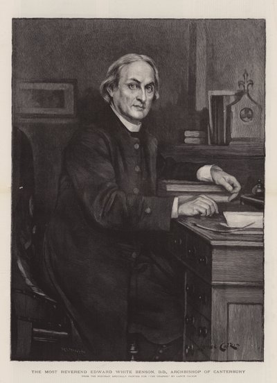 The Most Reverend Edward White Benson, DD, ærkebiskop af Canterbury (gravering) af Lance Calkin