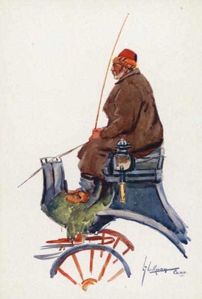 Folk fra Egypten: Cabman, Arbaghi (farvelitografi) af Lance Thackeray