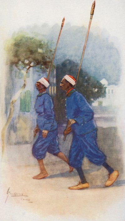 Folk i Egypten: Lampelysere, Illi walla el Lumad (farvelitografi) af Lance Thackeray