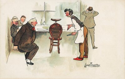 Scene i en frisørsalon (chromolitho) af Lance Thackeray