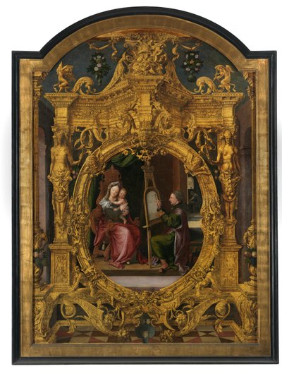 St. Luke maler jomfruens portræt (olie på lærred) af Lancelot Blondeel