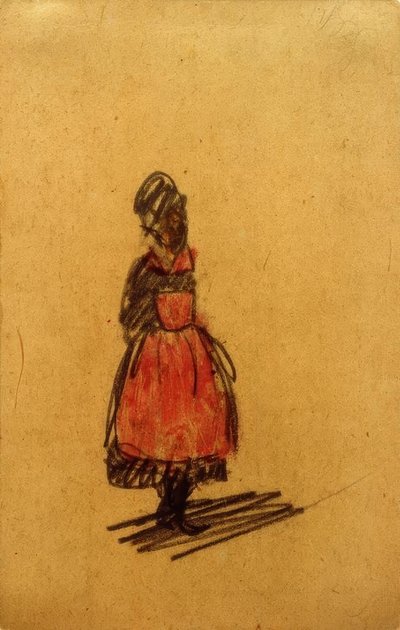 Uden titel (stående kvinde med rødt forklæde) af Laszlo Moholy Nagy