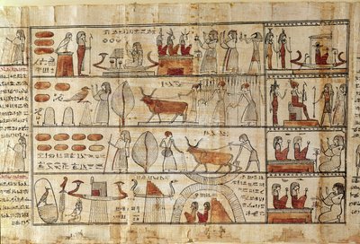 Landbrugsscener, detaljer fra The Book of the Dead of Tsekhons (papyrus) af Late Period Egyptian