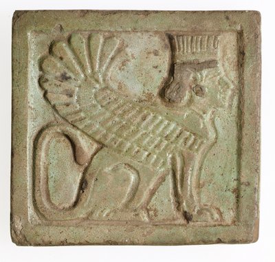Plaque med bevinget persisk sfinx, ca. 525-401 f.Kr. (støbt fajance) af Late Period Egyptian