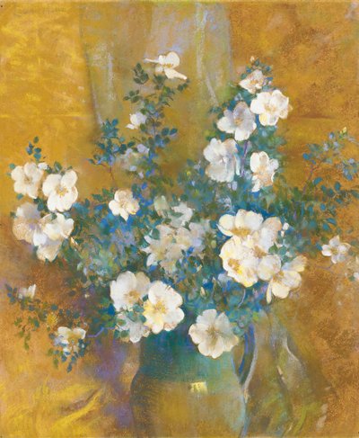 Hvide roser (pastel ombord) af Laura Coombs Hills