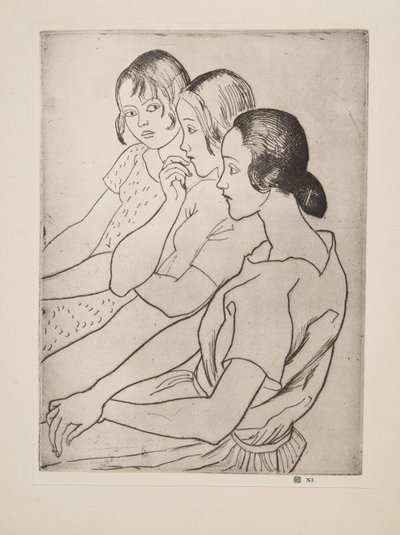 Country Girls, pub. 1927. af Laura Knight
