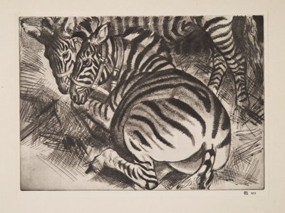 Zebraer, pub. 1930. af Laura Knight