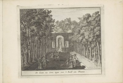 Avenue og statue af Ceres i haven ved Het Loo-paladset Laan na Ceres, overfor statuen af ​​Phaunus (titel på objektet) Dutch Field Splendor, Of