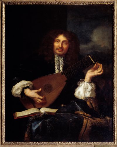 Portræt af en mand, der spiller lut: formoder portræt af Imbert, kontorist i parlamentet i Aix. Maleri tilskrevet Laurent Fauchier (1643-1672) af Laurent Fauchier