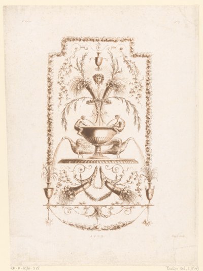 Fontein i arabesken Første notesbog med arabesker og dekorationer, der er specifikke for kunstnere af denne genre (serietitel) Ny samling af arabesker, velegnet til udsmykning af lejligheder (serietitel) af Laurent Guyot