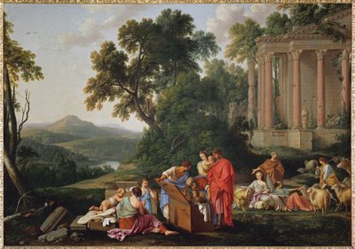 Laban cherchant ses idoles dans les bagages de JacobLaban leder efter sine idoler blandt Jakobs ejendele ... af Laurent de (workshop of) La Hyre