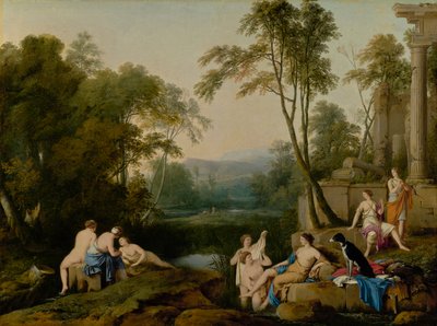 Diana og hendes nymfer i et landskab, 1644 af Laurent de la Hyre