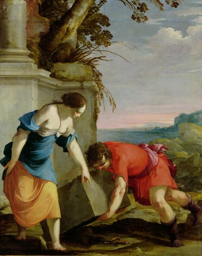 Theseus finder sin fars sværd, 1634 af Laurent de la Hyre