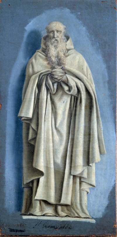 Saint Romuald beder Maleri med camaieu på lærred af Laurent de La Hyre (1606-1656) 1600-tallet søn. 0,36 x 0,18 m Paris. Louvre-museet af Laurent de la Hyre