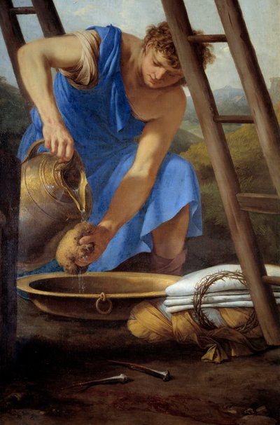 The Descent of Cross Detail depicting the sponge soaked in vinegardani af Laurent de la Hyre