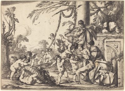 Hellig familie med Putti af Laurent de la Hyre