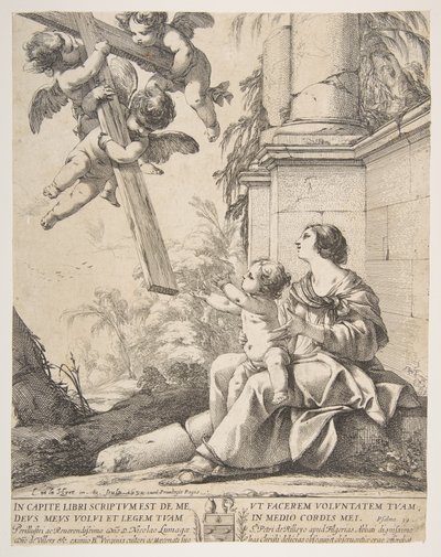 Jomfru og barn med engle, 1639. af Laurent de la Hyre