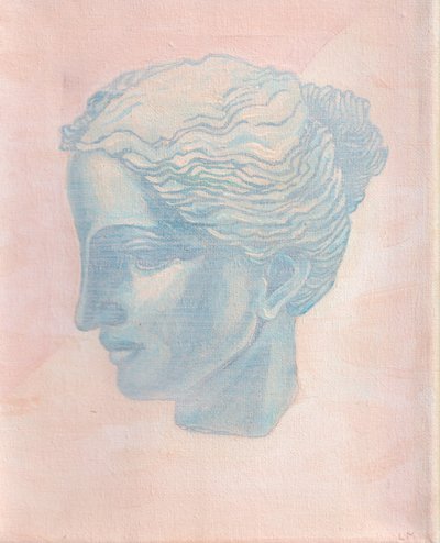 Pige i blåt, 2025 (akryl på lærred) af Laurie Michaels