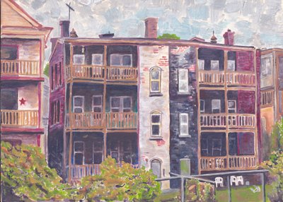 Mission Hill, ca. 2017 (akryl på akvarelpapir) af Laurie Michaels