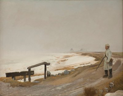 Tåget vinterdag. Karrebæksminde af Laurits Andersen Ring
