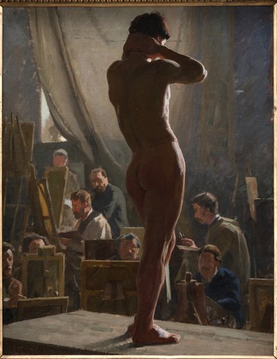 Nøgen mand i studiet i Bonnat af Laurits Regner Tuxen