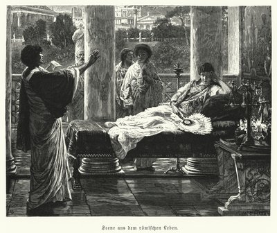 Scene fra livet i det antikke Rom (gravering) af Lawrence (after) Alma Tadema