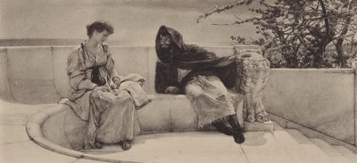 Den gamle historie (fotogravure) af Lawrence (after) Alma Tadema