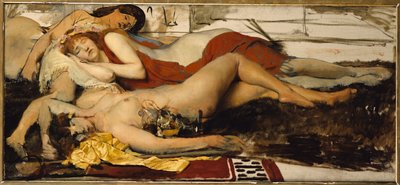 Udmattede Maenides, c.1873-74 af Lawrence Alma Tadema