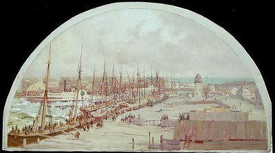 Den store oversvømmelse i Chicago i 1849 (olie på lærred) af Lawrence Carmichael Earle