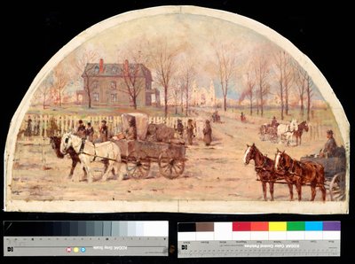 Ogden-boligen efter branden i 1871 (olie på lærred) af Lawrence Carmichael Earle