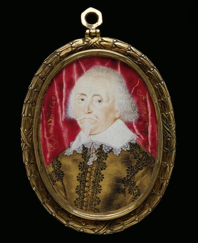 Portrætminiature af en ukendt mand, 1640 (wc på vellum) af Lawrence Hilliard