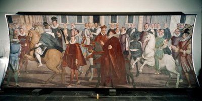Doge Giacomo Durazzo Grimaldi guider kardinal Francesco Pacheco på gaderne i Genes i 1574 (fresko af Lazzaro Tavarone