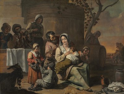 Circle of Le Nain - Vintage Scene og bondebørn, der danser (maleripar), 1650