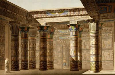 Portiko af det store tempel i Philae, Nubien, ca. 1809-1812 (farvegravering) af Le Pere (after)
