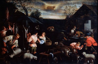 april fra serien Årstiderne, slutningen af det 16. eller begyndelsen af det 17. århundrede af Leandro Bassano