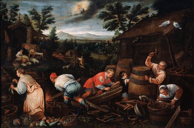 August fra serien Årstiderne, slutningen af det 16. eller begyndelsen af det 17. århundrede af Leandro Bassano