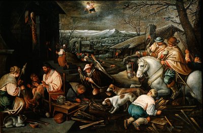 januar fra serien Årstiderne, slutningen af det 16. eller begyndelsen af det 17. århundrede af Leandro Bassano