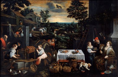 juli fra serien Årstiderne, slutningen af det 16. eller begyndelsen af det 17. århundrede af Leandro Bassano