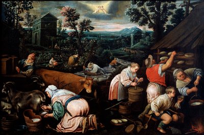 maj fra serien Årstiderne, slutningen af det 16. eller begyndelsen af det 17. århundrede af Leandro Bassano