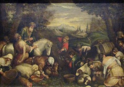 Moses slår på klippen af Leandro Bassano