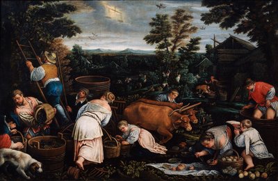 september fra serien Årstiderne, slutningen af det 16. eller begyndelsen af det 17. århundrede af Leandro Bassano