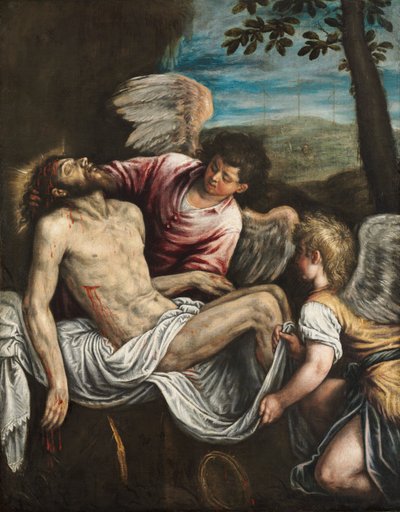 Den døde Kristus med engle, ca. 1580. af Leandro Bassano