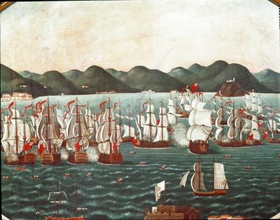 Engelske skibe i Rio de Janeiro-bugten (maleri, slutningen af det 18. århundrede) af Leandro Joachim