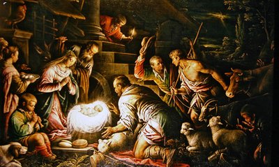 Tilbedelse (olie på lærred) af Leandro da Ponte Bassano