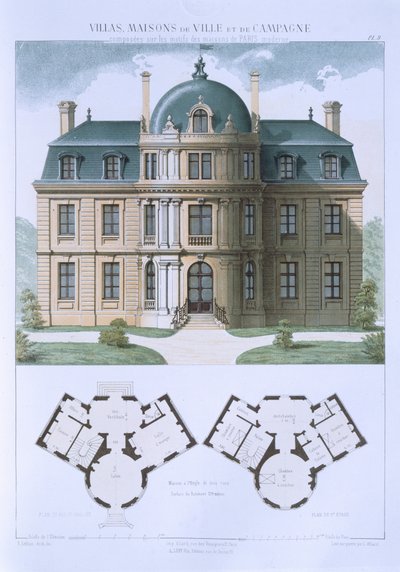 Design fra "Town and Country Houses Based on the Modern Houses of Paris", ca. 1864 af Leblanc