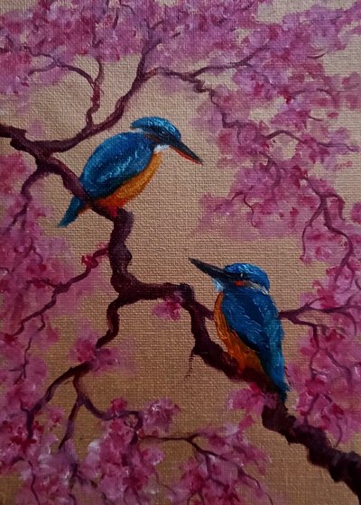Blossom Birds, 2024 (olie på lærred) af Lee Campbell