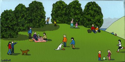Picnic on te Hill, 2015 (Akryl og blæk på lærred) af Lee Sellers